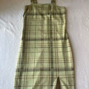 Rue21 Green Plaid Midi Dress with Front Slit